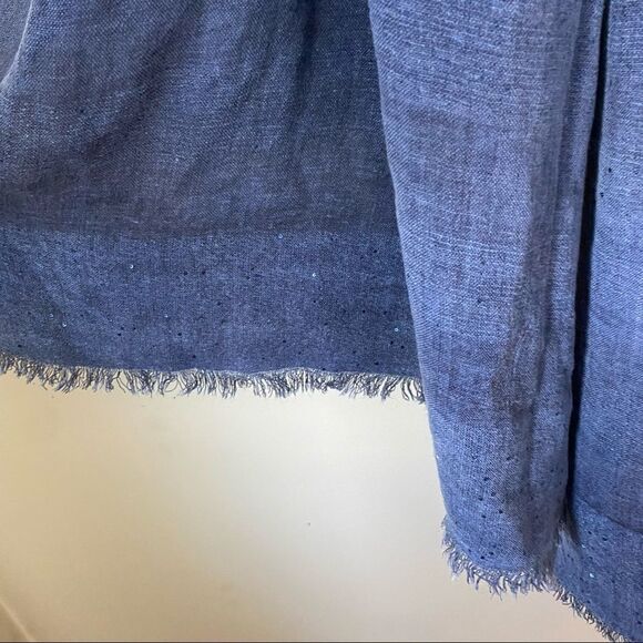 Modena Scarf Blue Sequin Casual Fringe Neutral Lightweight Oversized - Picture 5 of 7